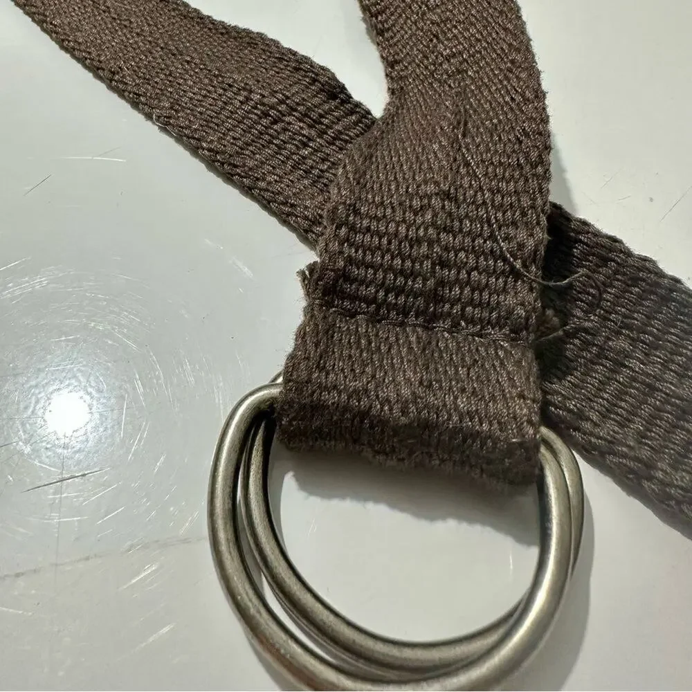 Classic Brown Canvas Belt with Silver Buckle Size 31-34 (1052)